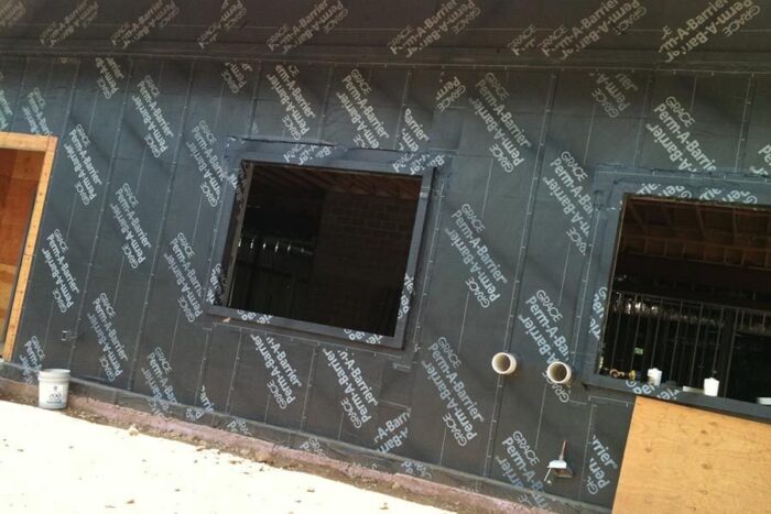 exterior building covered with perm-a-barrier